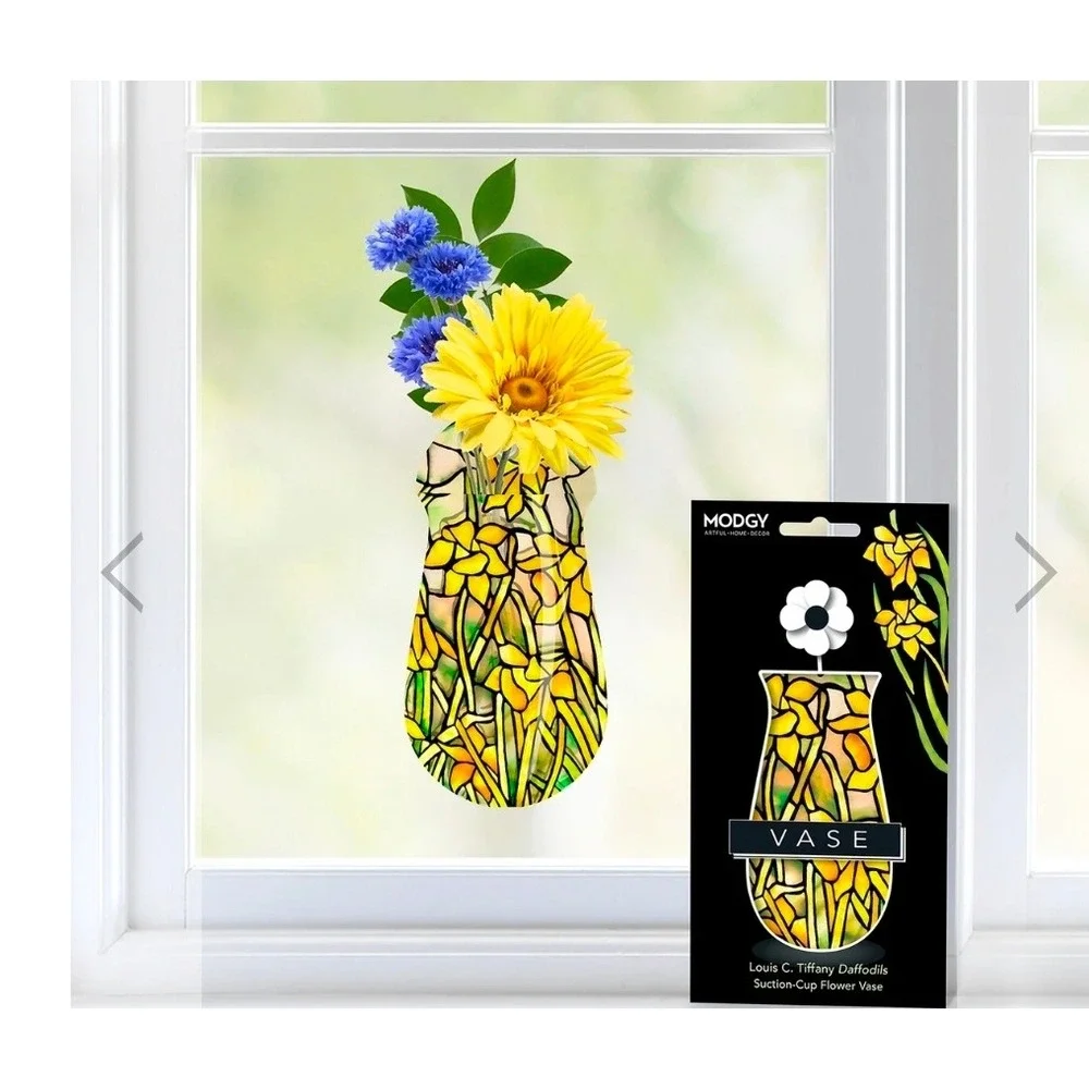 Modgy Louis C. Tiffany Daffodils Suction-Cup Flower Vase Art Nouveau Decor
